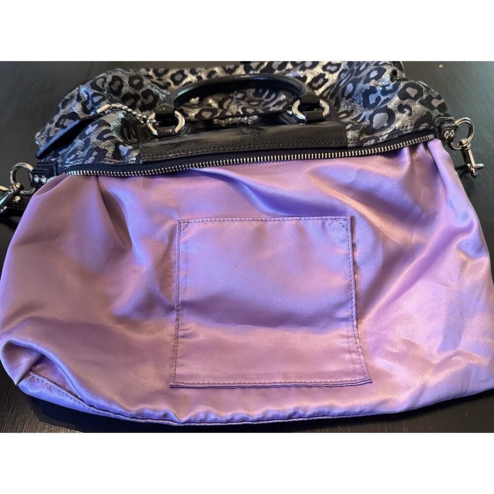 Coach Ashley Ocelot Lurex Satchel Handbag Metallic Silver Black F15520 Y2K - Picture 10 of 12